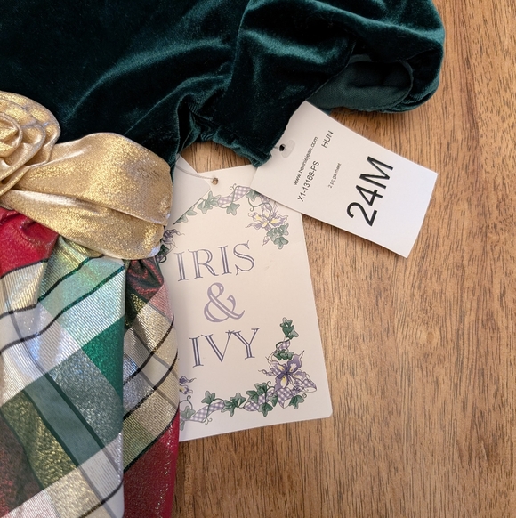 NWT! Iris & Ivy Plaid Stretch Velvet & Taffeta Party Dress - Picture 4 of 14